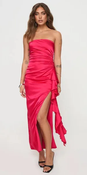 Princess Polly CALLITA STRAPLESS MAXI DRESS RED thumbnail 1
