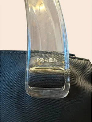 Prada Vintage Tessuto Nylon Tote Lucite Handles thumbnail 3