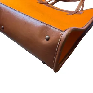 🧡 Graf Lantz Orange Felt Leather Trim‎ Tote Bag OS 🧡 thumbnail 3
