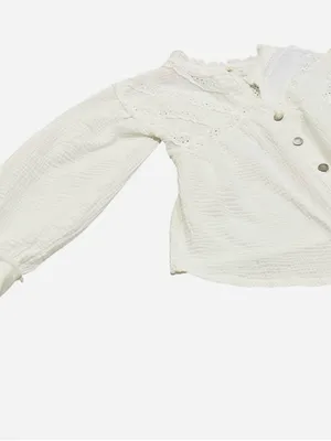 POL White Eyelet Button-Front Blouse thumbnail 6