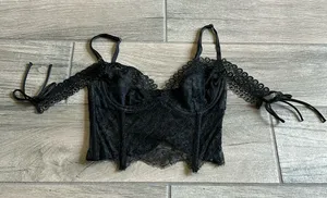 Lace zip side corset Black thumbnail 1