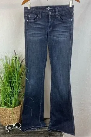 A Pocket Flair hem Low Rise Blue Jeans By 7 For All Mankind 28 thumbnail 1