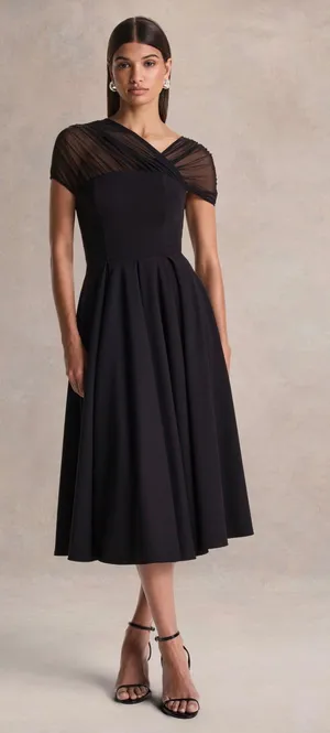 Club London Rosette Black Midi Dress thumbnail 1