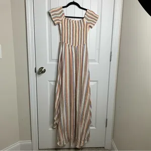 Show me your Mumu striped off shoulder willa smocked maxi dress‎ size medium thumbnail 7
