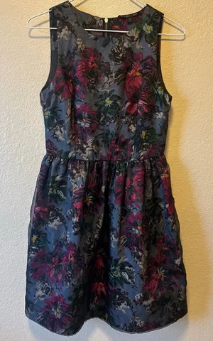 Felicity & Coco Nordstrom Blue Floral Fit & Flare Dress XS thumbnail 1