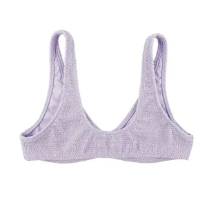 PacSun Swim Lavender Purple‎ Smocked Bikini Top Size Small thumbnail 2