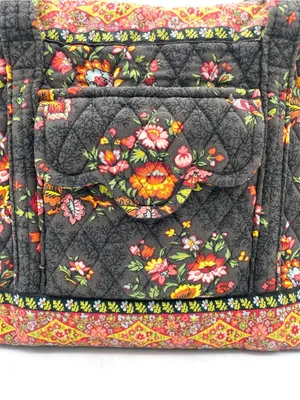 Vera Bradley Chocolat Villager Scalloped Tote Bag Brown Floral Vintage 2003 Y2K thumbnail 2