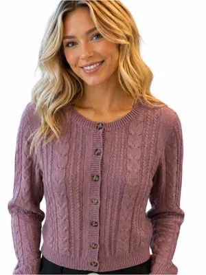 Women’s Wild Fable Button Up Sweater Mauve NWT Medium thumbnail 1