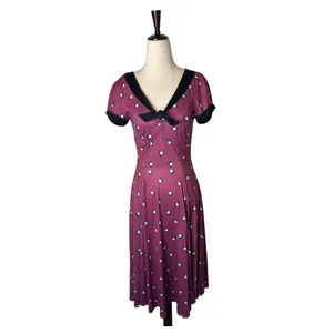 Unique Vintage x GB Dress Women XS Purple Fit‎ and Flare Clock Print Retro Boho thumbnail 2