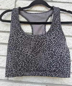 Evolution and Creation Grey Leopard Racerback Sports Bra thumbnail 1