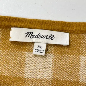 Madewell Womens Gingham Apron Sweater Tank Size XL Antique Gold Cotton Blend thumbnail 6