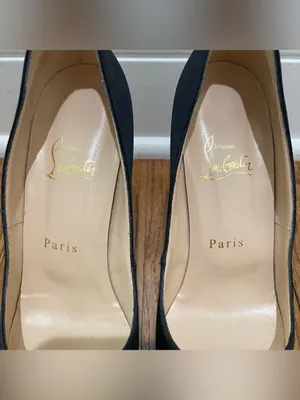 Christian Louboutin Very Prive Black Satin Peep Toe Platform Heels Women 37.5 thumbnail 4