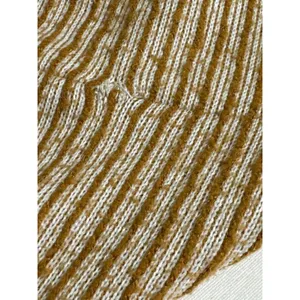 Out From Under Women Rib Sleeve Mock Pullover Stripes Yellow Gold Medium thumbnail 6