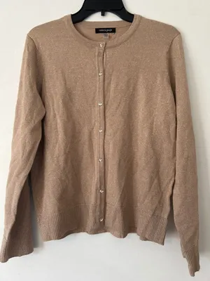 Cable & Gauge Womens Tan Glitter‎ Knit Cardigan Button Up Long Sleeve Top XLP thumbnail 1