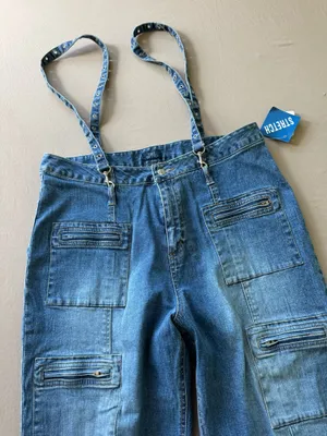 the blues Vintage Cargo Cropped Suspender Jeans thumbnail 3