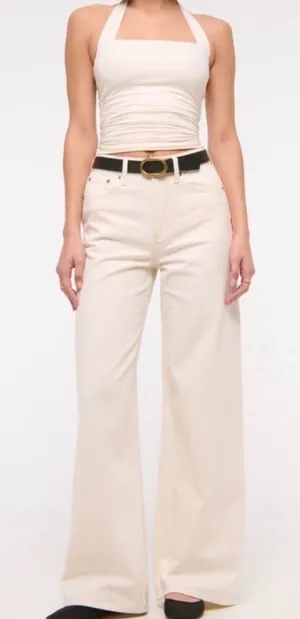 Abercrombie & Fitch The Loose High Rise Jeans in Beige thumbnail 1