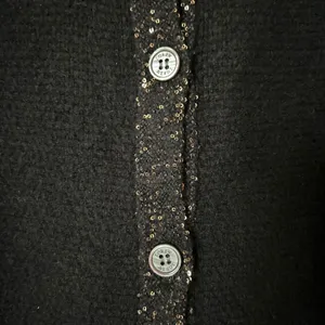 J.Crew Sequin Trim Lady Jacket Cardigan Black Extra Soft Yarn CP346 Size XS thumbnail 4