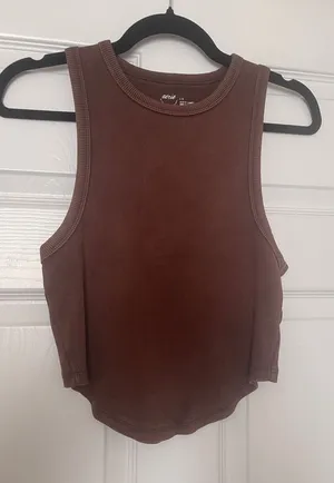 Aerie Ribbed Tank Top in Brown thumbnail 1