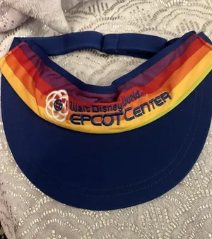 Vintage Walt Disney World EPCOT CENTER Visor Cap Hat Rainbow 80s Retro Parks thumbnail 1