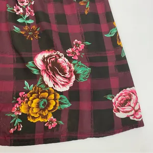 ModCloth Burgundy Floral Buffalo Check Joyfully Poised Collared A-Line Dress thumbnail 13