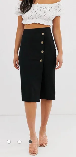 ASOS New look Black Side Button Down Midi Skirt thumbnail 3