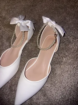 New Pointed Toe Slingback flats in crisp white with bow size 10 thumbnail 7