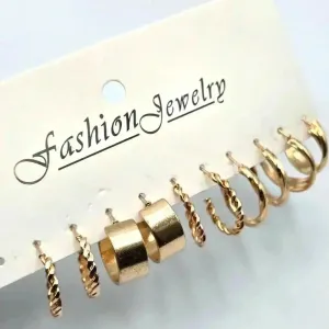 Gold Hoop Dangle Stud‎ Earring Set of 5 Fashion Jewelry NWT #E200 thumbnail 2