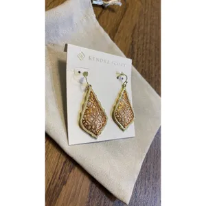 Kendra Scott Addie Drop Earrings Gold Silver Filigree Mixed Metal NWOT thumbnail 4
