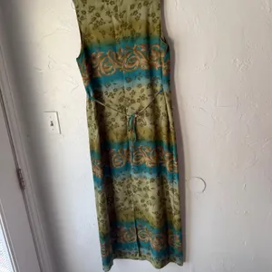 90s Kathie Lee Collection Sleeveless Floral‎ Dress M Green Blue Ombre Vintage thumbnail 6