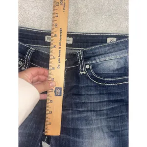 BKE Jeans Women's 27x28 Sabrina Stretch‎ Straight Dark Wash Denim Distress Crop thumbnail 9