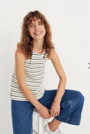 Madewell Texture‎ & Thread Striped Bow-Back Tank Top. Size Small thumbnail 1