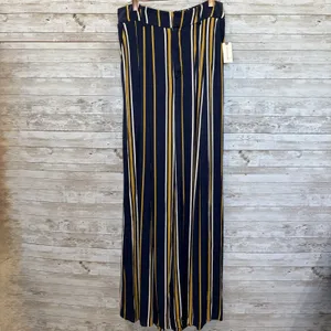 NWT Maeve Anthropologie Womens 6 Pants Wide Leg Navy/Marin Mustard White Striped thumbnail 2
