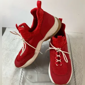 Gianni Bini Rizwell Lace-Up Red Sneakers women’s 8.5 leopard print‎ casual shoe thumbnail 4