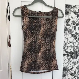 Snakeskin Print square neck Sleeveless Top Zara thumbnail 2