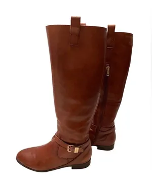 AVA & AIDEN All Leather Brown Zippered Knee High Fashion Riding Boots Sz 6 thumbnail 3