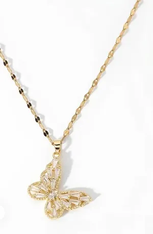 Gold necklace with butterfly thumbnail 1