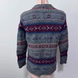Polo Ralph Lauren Alpaca Wool Cardigan Sweater Medium Gray Stripe thumbnail 4