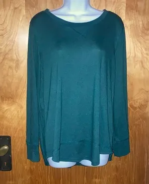 Women's Dark Green Long Sleeve Tunic Top - Size M thumbnail 1
