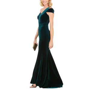 Betsy & Adam Womens One Shoulder Velvet Gown Dress A21575P Hunter Green 6P thumbnail 9