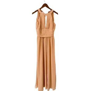 Lulus Sintra Peach Pleated Backless Maxi Dress size Medium NWT thumbnail 5