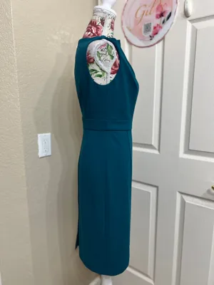 Vince Camuto Teal Sleeveless Midi Sheath Dress thumbnail 2