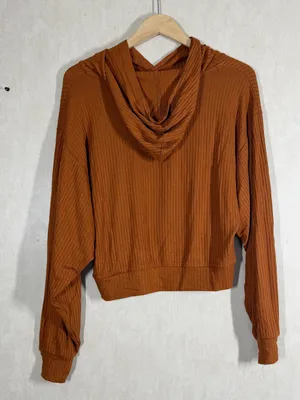 Beyond Yoga Women’s So Chic Cropped Hoodie Pullover Lightweight in Clove Brown M thumbnail 4