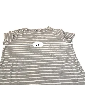 LOFT NWT Striped T-Shirt Dress Size‎ XL Gray White Short Sleeve Casual Soft Knit thumbnail 5