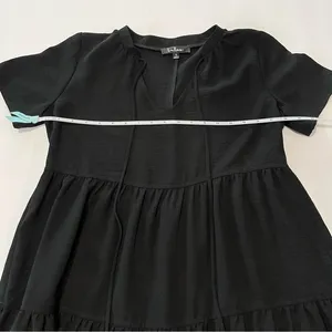 Lulus Lovely to Meet You Black Short Sleeve Tiered Midi Dress‎ SMALL thumbnail 9