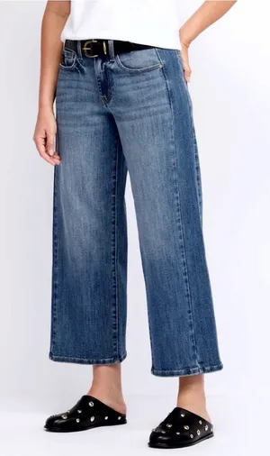 KanCan Wide Leg Jeans Size 27 Dark Wash High Rise Cropped Stretch Sailor thumbnail 1
