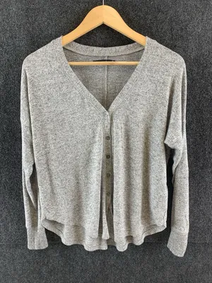 Abercrombie & Fitch Women’s Sweater Cardigan Top So Soft Loose Fit Gray Size XS thumbnail 1