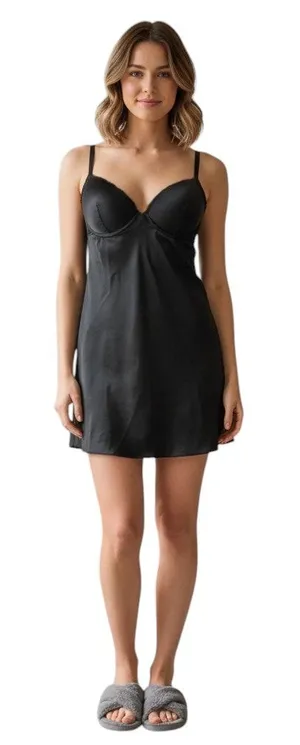 VICTORIA'S SECRET Black Lightly Padded Chemise, 36B thumbnail 1
