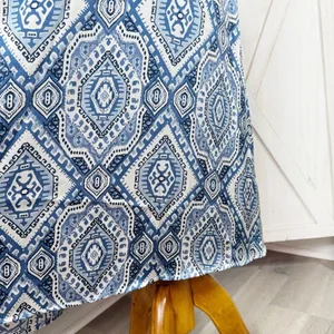 Metrowear Satin Mosaic Print Midi Skirt Blue White‎ Medium thumbnail 6