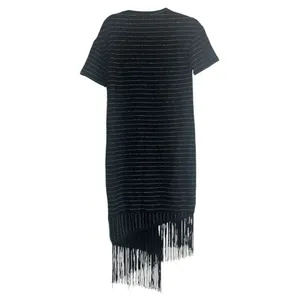 ✨ZARA Trafaluc Knit Fringe Striped Midi Tee Sz Small Dress✨ thumbnail 6