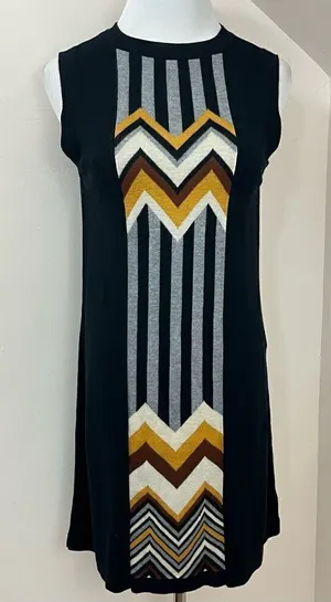 Missoni x Target Classic Black Chevron Print Sleeveless Sweater Dress S thumbnail 1